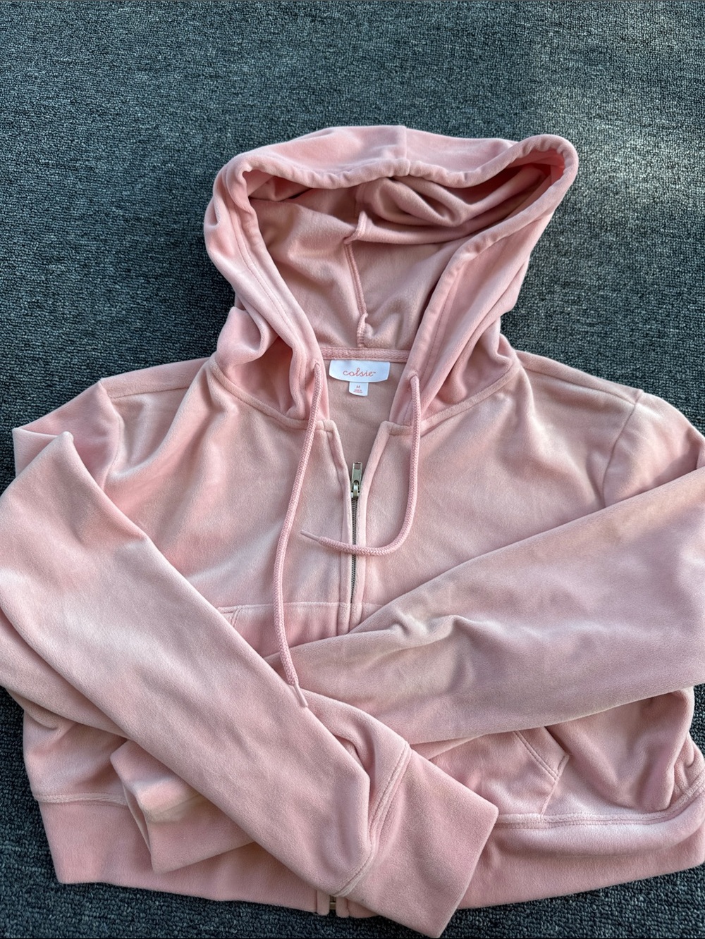 Colsie Soft Blush Pink Zip-Up Cropped Hoodie